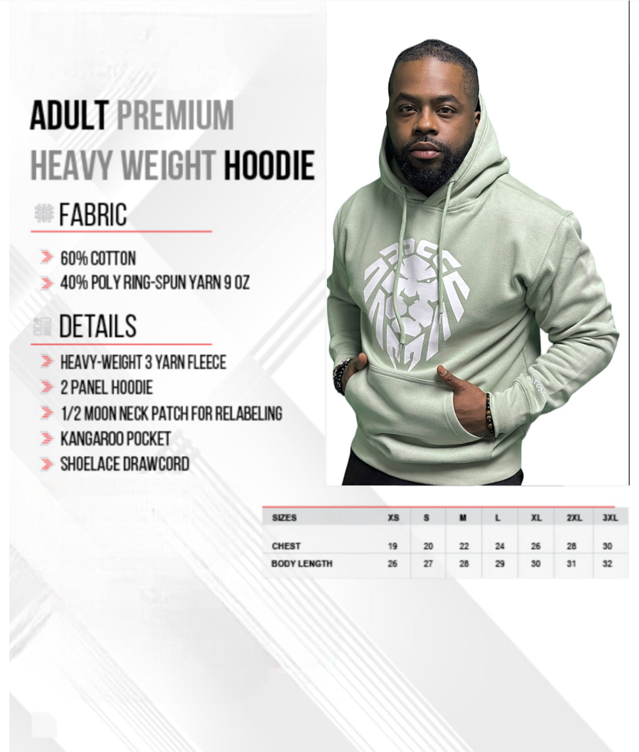 PISTACHIO/WHITE LION HOODIE