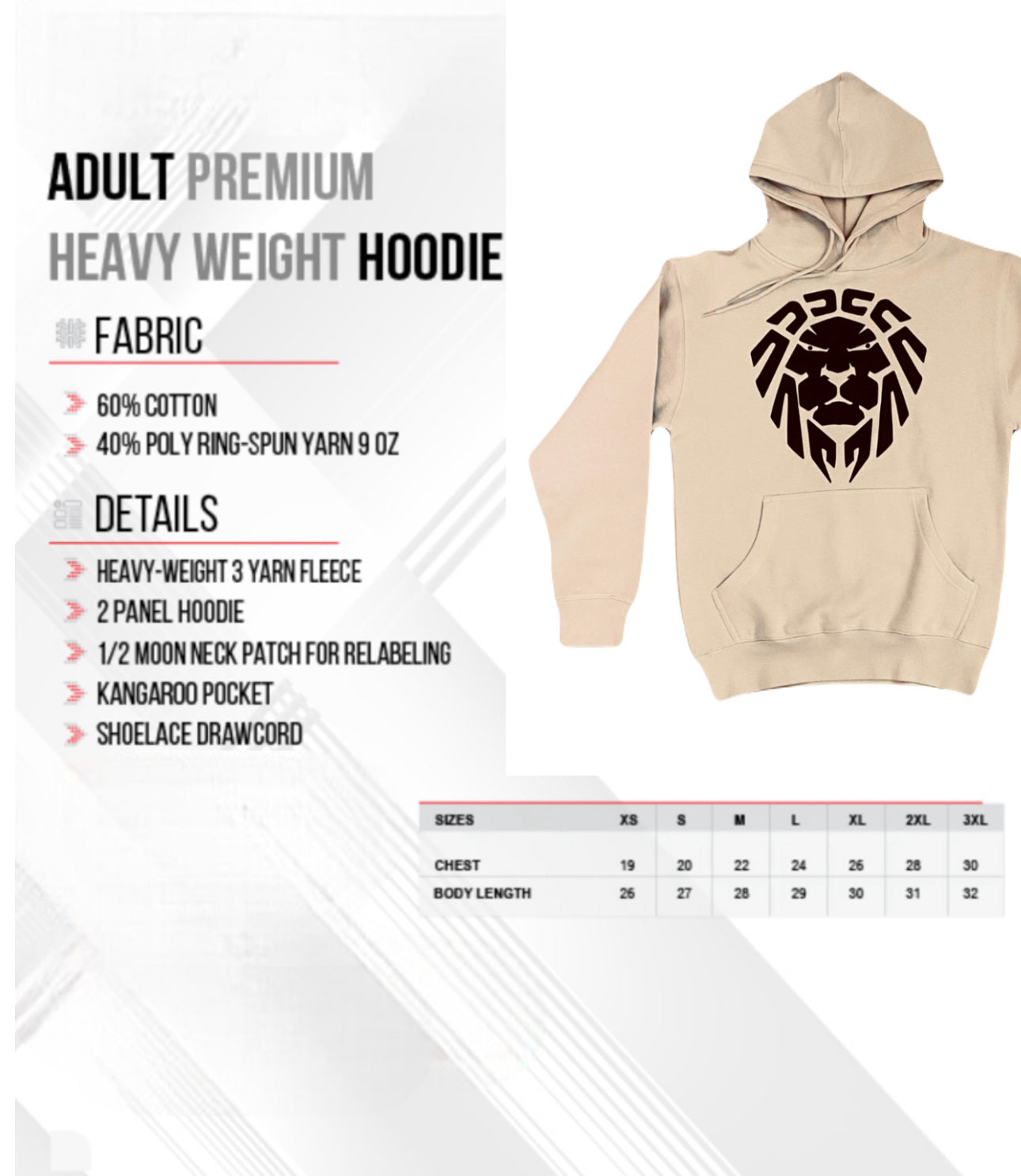 DUST COLOR/BLACK LION HOODIE