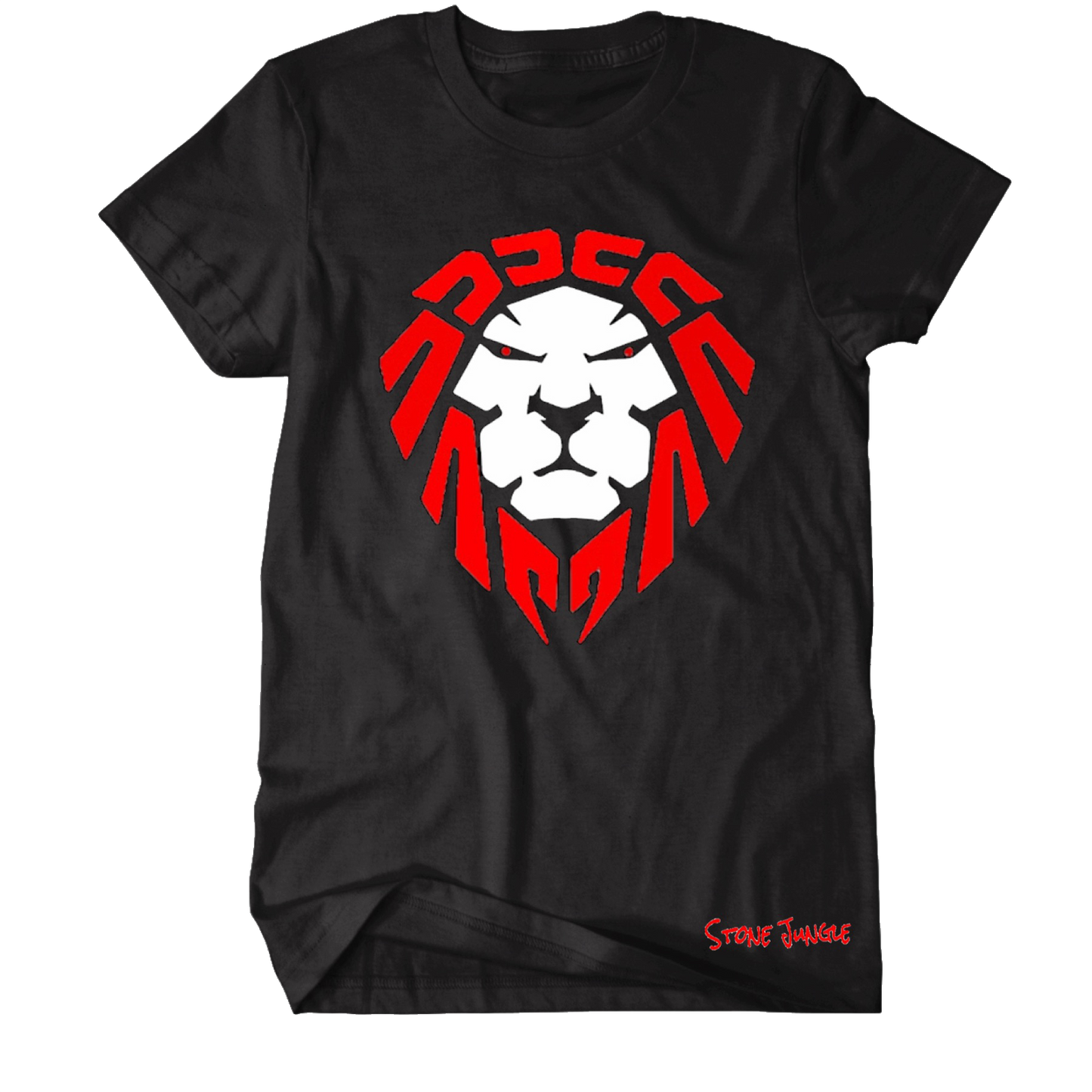 BLACK TEE WITH RED/WHITE LION