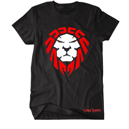 BLACK TEE WITH RED/WHITE LION