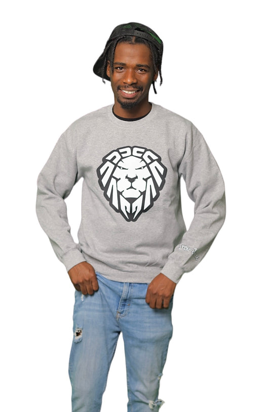 HEATHER GREY SWEATER WITH WHITE LION