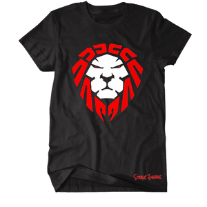 BLACK TEE WITH RED/WHITE LION